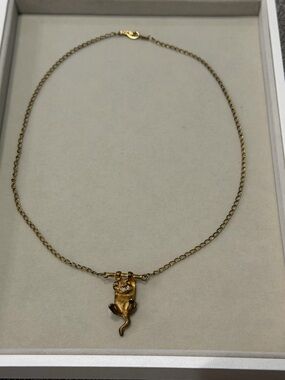 Gold-Tone Cat Pendant Necklace